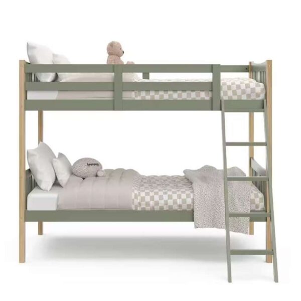 Caribou Olive with Natural Solid Hardwood Twin Bunk Bed
