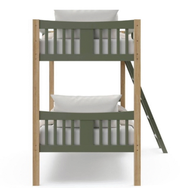 Caribou Olive with Natural Solid Hardwood Twin Bunk Bed